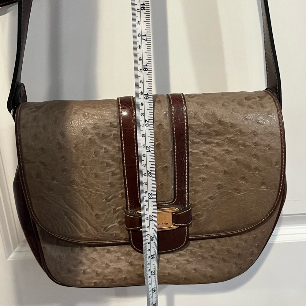 Carryland Ostrich-Embossed Shoulder Bag | Adjustable Strap | Multi-Compartment - Picture 9 of 15